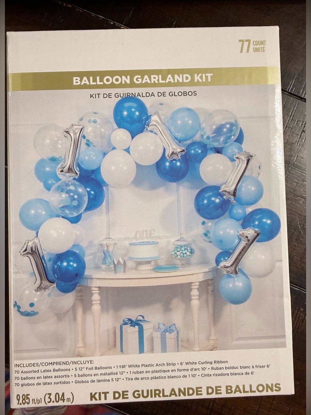 Balloon Garland Kit - Blue and White Party Arch with Silver Number Accents